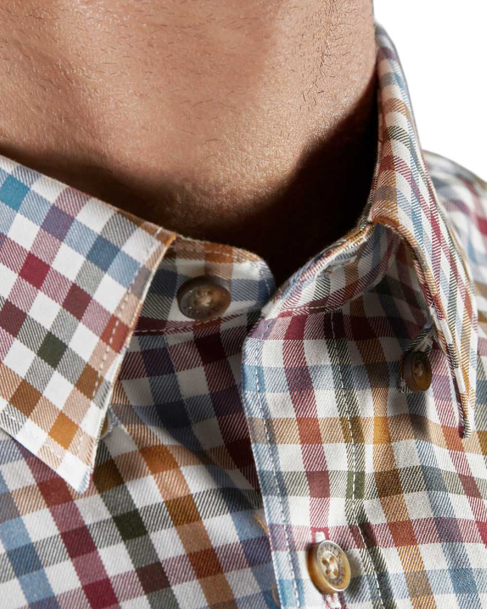 Multi Check Coloured Harkila Milford Shirt on white background 