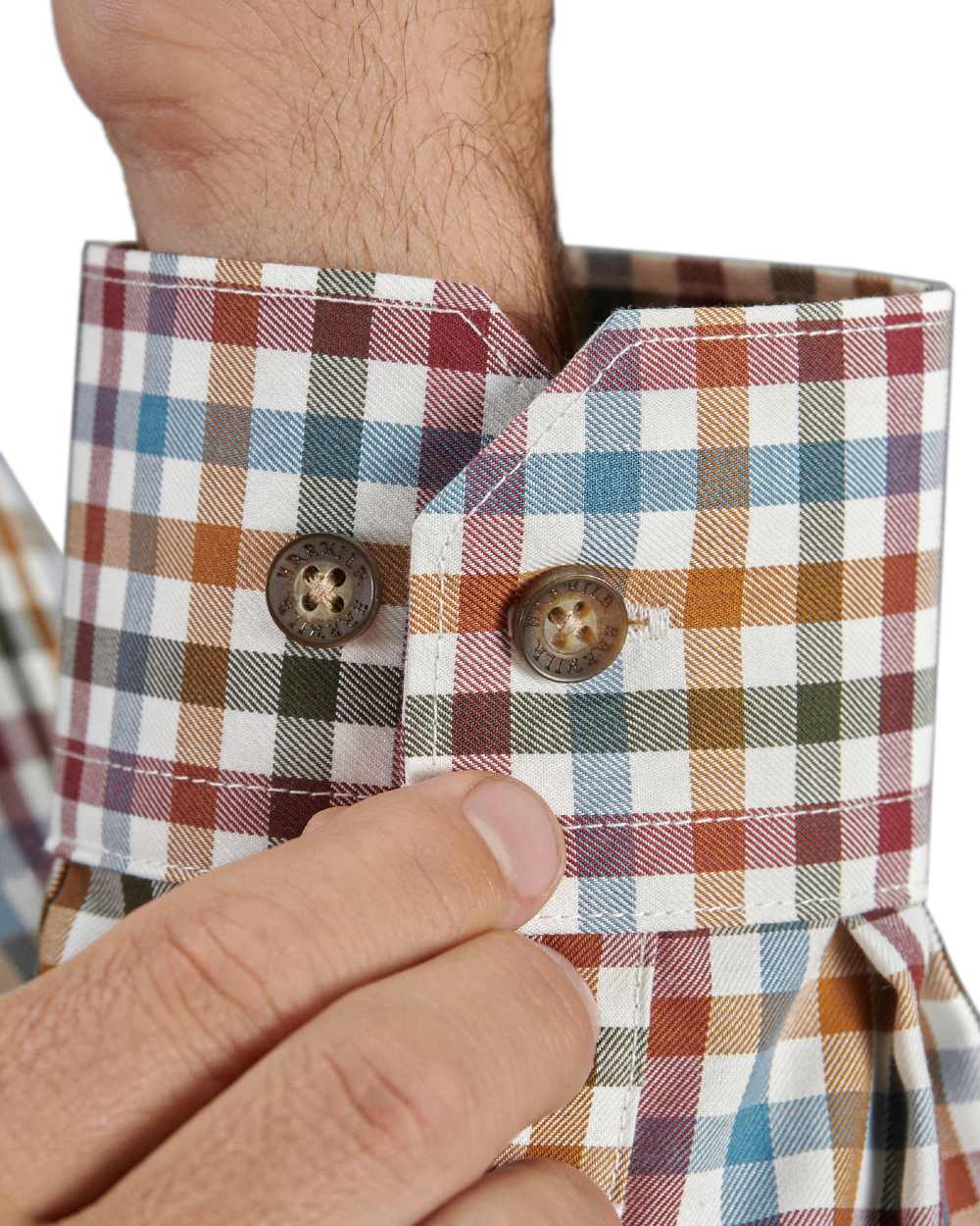 Multi Check Coloured Harkila Milford Shirt on white background 
