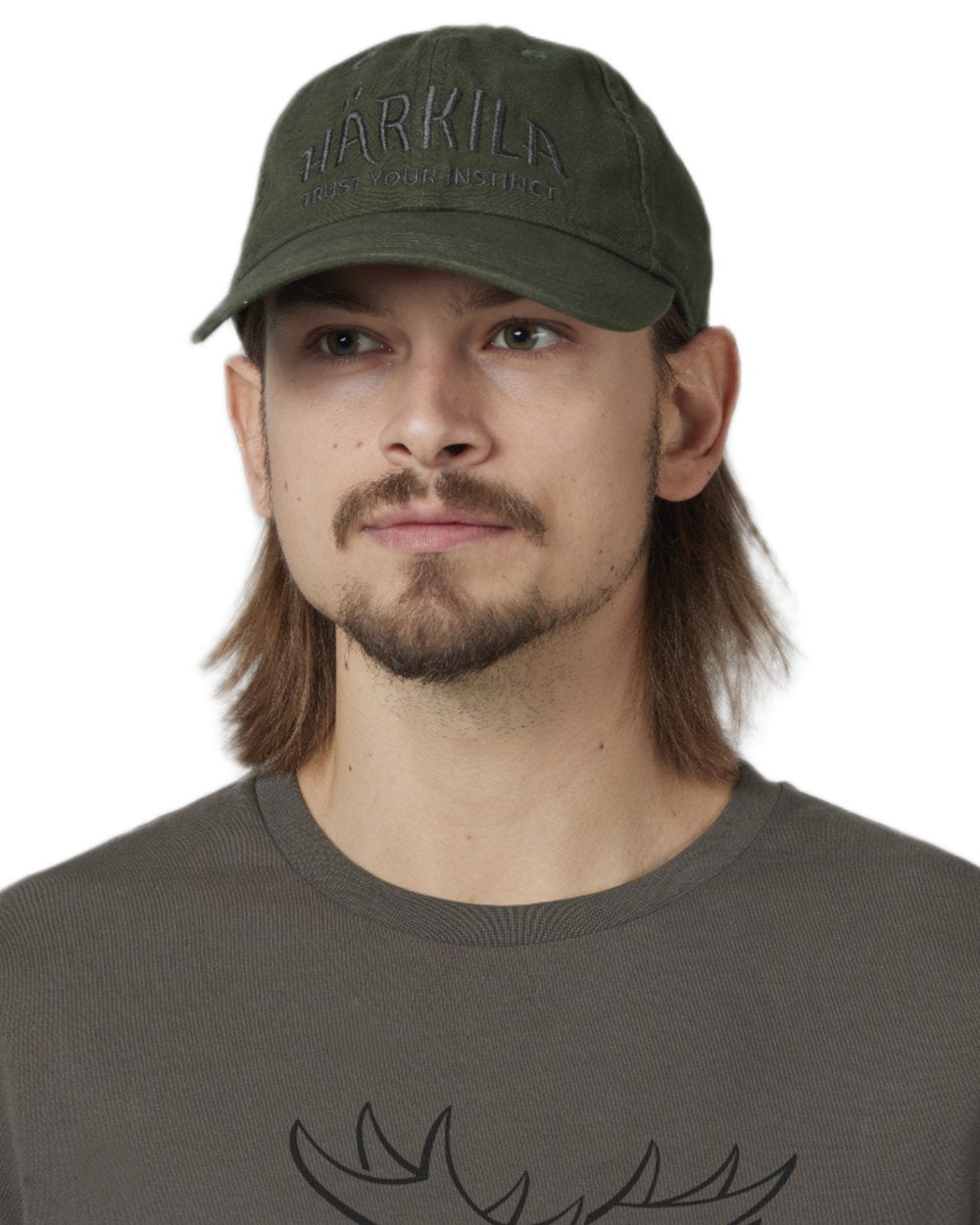 Duffel Green Coloured Harkila Modi Cap on white background 