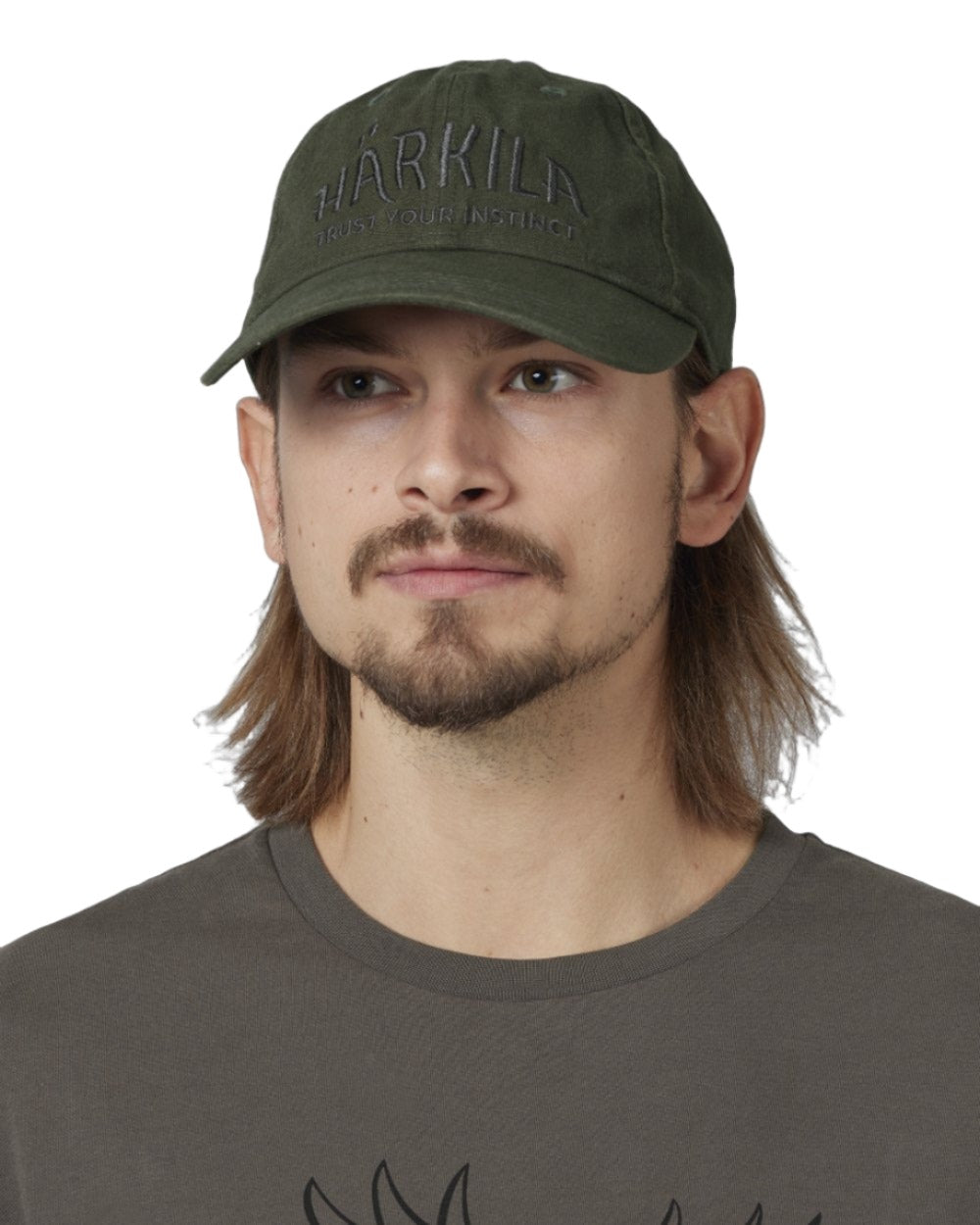 Duffel Green colour Harkila Modi Cap on white background 