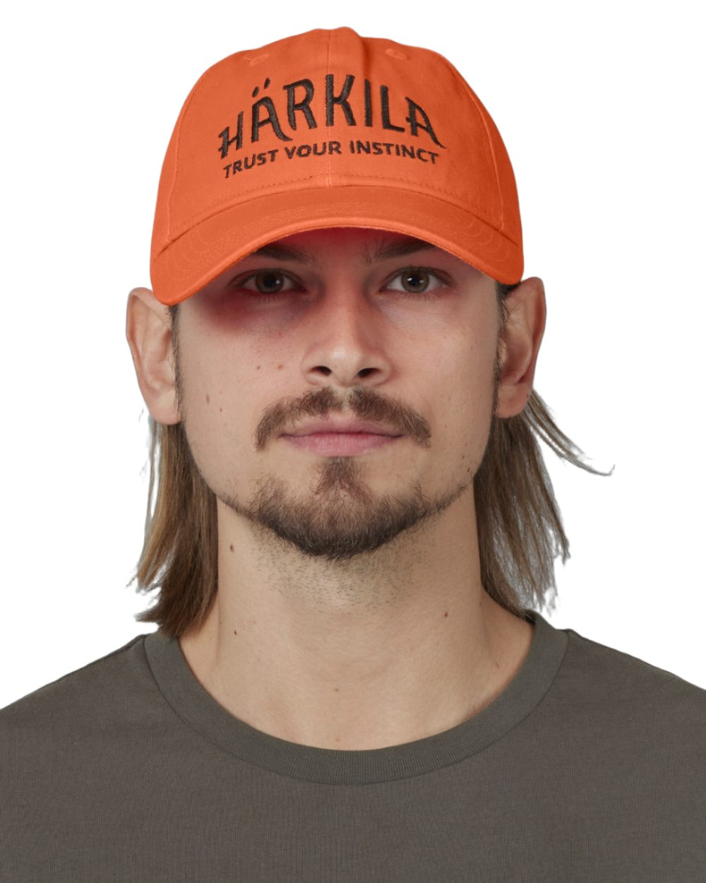 Hi VIs Orange colour Harkila Modi Cap on white background 