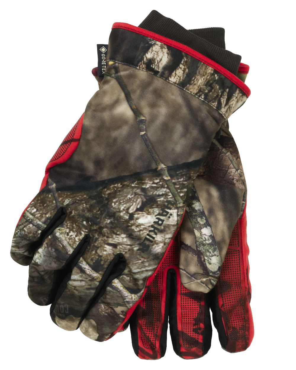 Mossy Oak Break-Up Country Mossy Oak Red coloured Harkila Moose Hunter 2.0 GTX Gloves on white background 