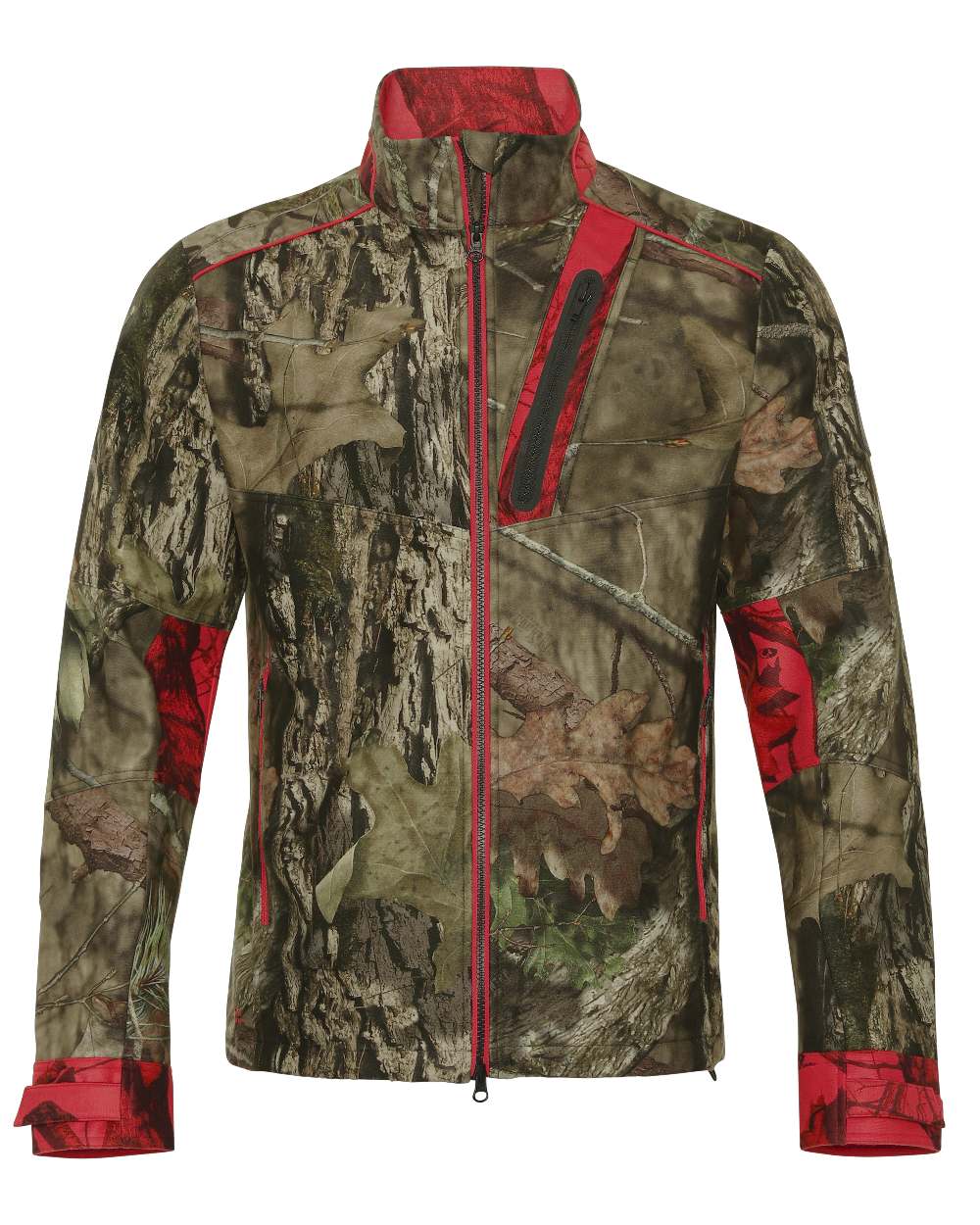 Mossy Oak Break Up Country Mossy Oak Red coloured Harkila Moose Hunter 2.0 WSP Jacket on white background 