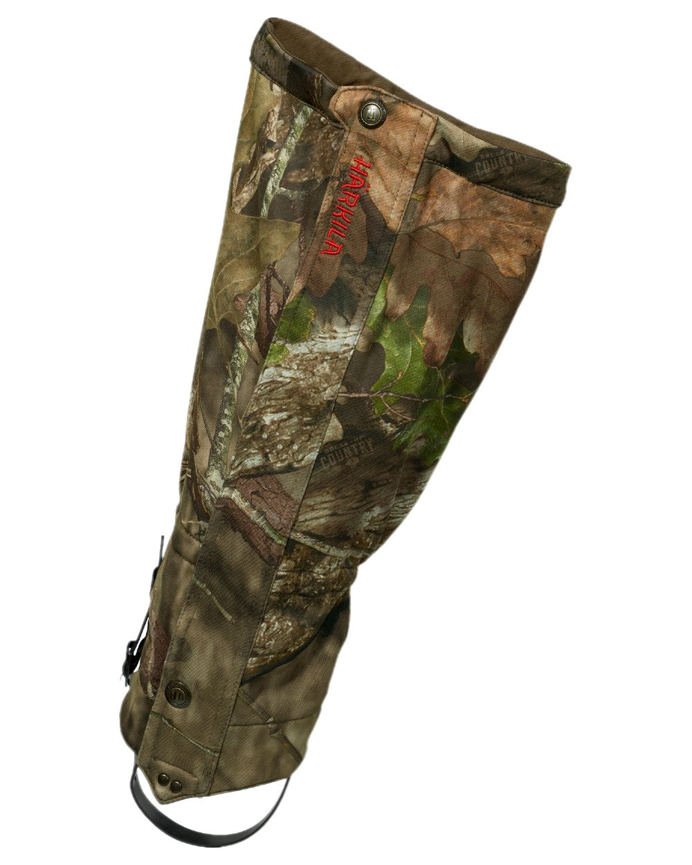 Mossy Oak Break-up Country Coloured Harkila Moose Hunter 2.0 Silent Gaiters on white background 