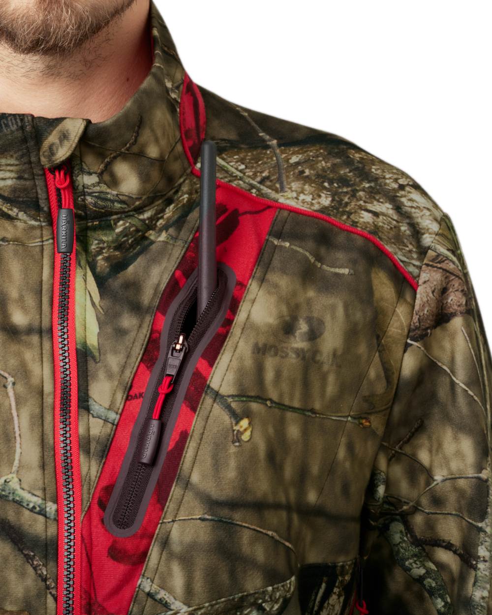 Mossy Oak Break-Up Country Mossy Oak Red Coloured Harkila Moose Hunter 2.0 WSP Jacket on white background 