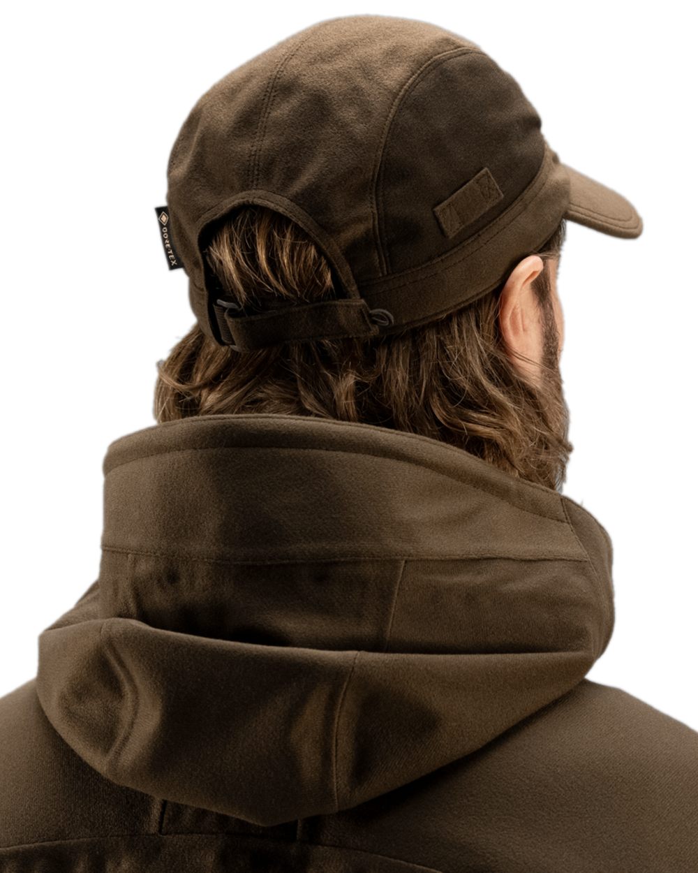 Hunting Green Shadow Brown Coloured Harkila Mountain Hunter Cap on white background 