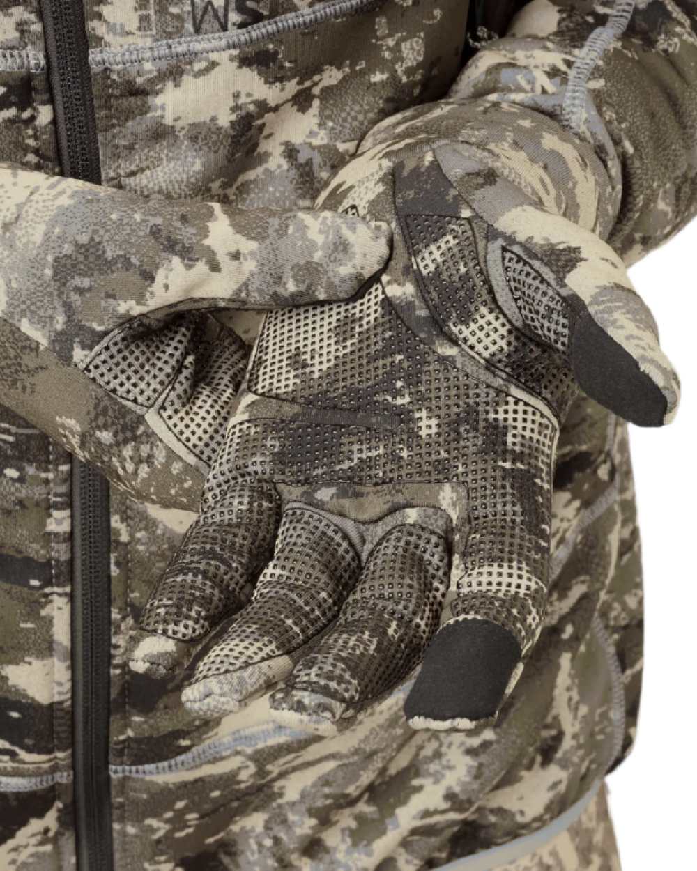 AXIS Mountain Coloured Harkila Mountain Hunter Expedition Fleece Gloves on white background 