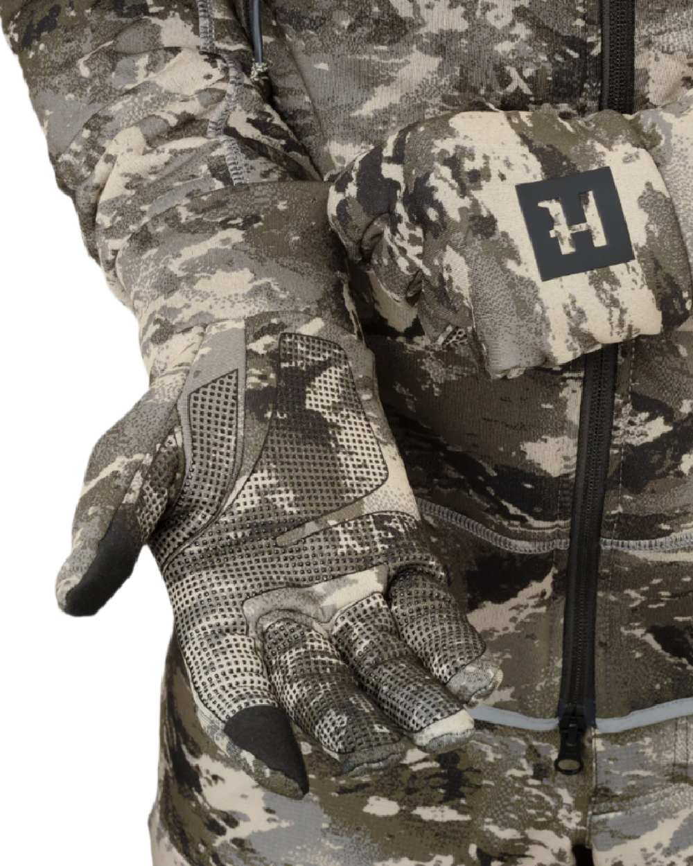 AXIS Mountain Coloured Harkila Mountain Hunter Expedition Fleece Gloves on white background 