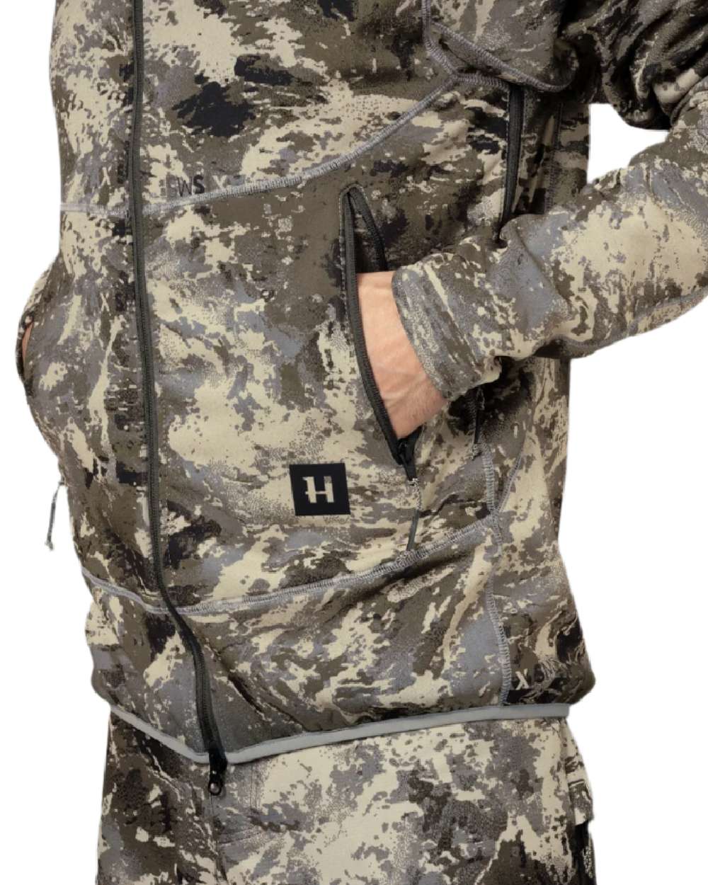 AXIS Mountain Coloured Harkila Mountain Hunter Expedition Fleece Hoodie on white background 