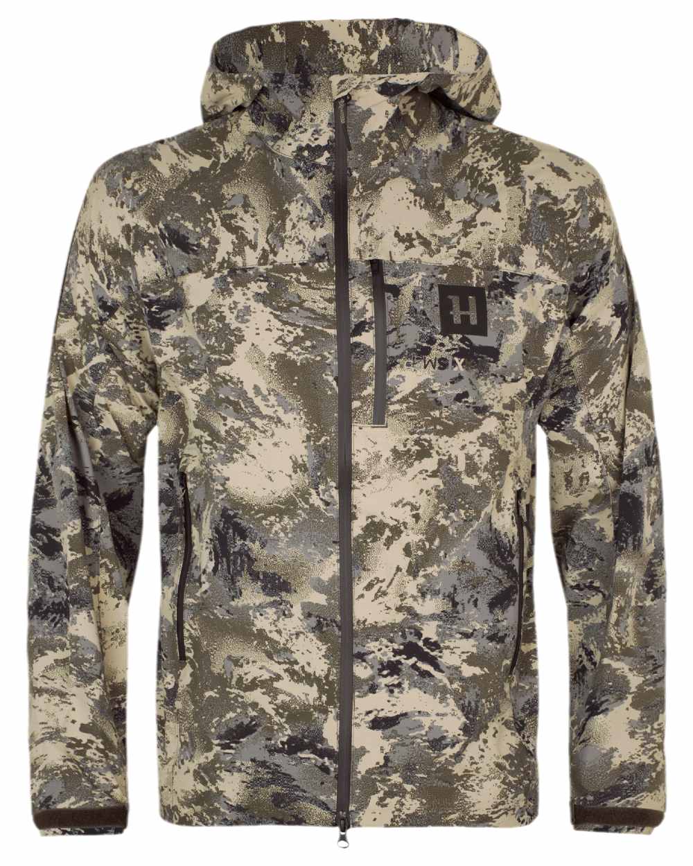 AXIS Mountain Coloured Harkila Mountain Hunter Expedition HWS Packable Jacket on white background 