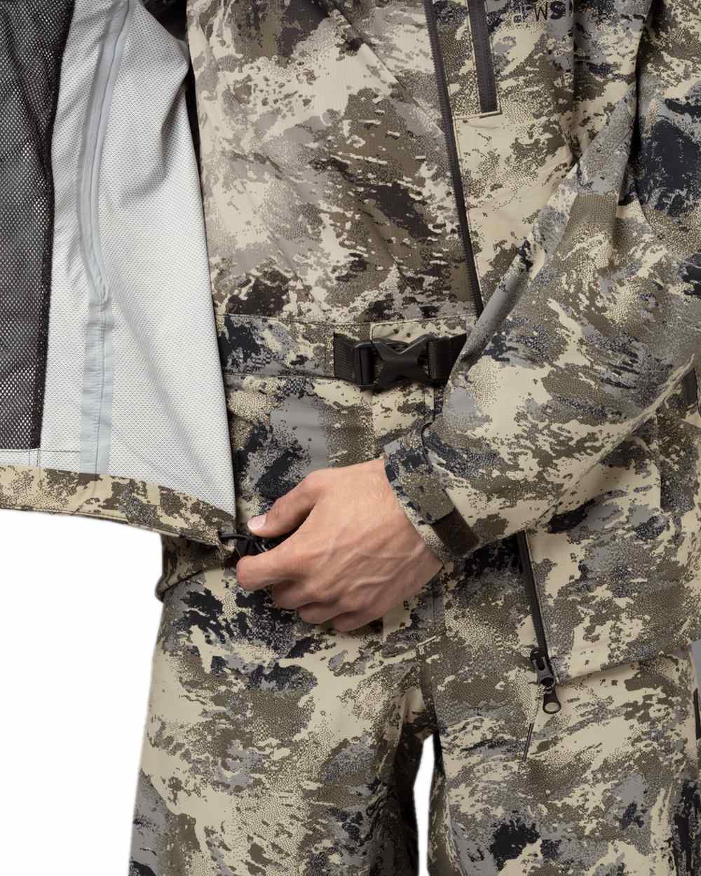 AXIS Mountain Coloured Harkila Mountain Hunter Expedition HWS Packable Jacket on white background 