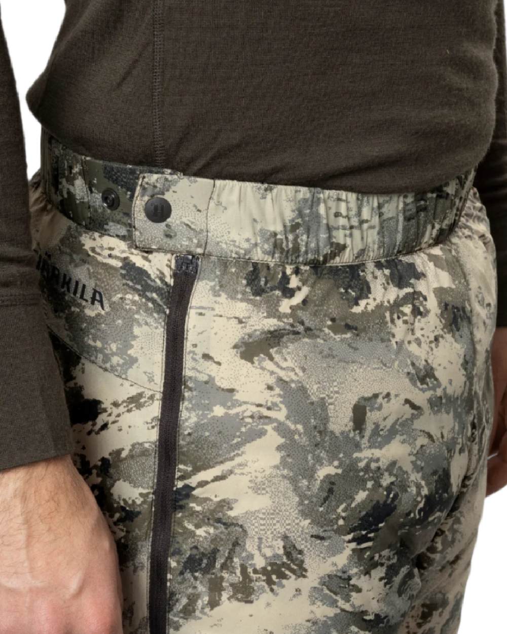 AXIS Mountain Coloured Harkila Mountain Hunter Expedition Packable Down Trousers on white background 