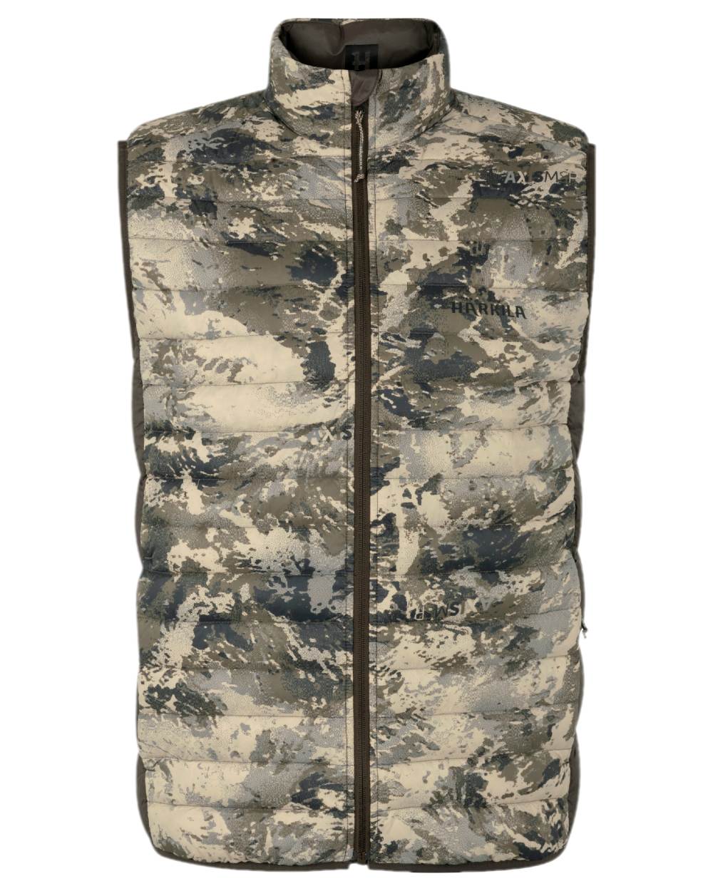 AXIS Mountain Shadow Brown Coloured Harkila Mountain Hunter Expedition Reversible Down Waistcoat on white background 