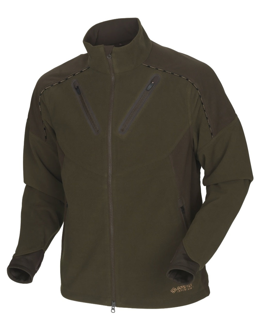 Hunting Green Shadow Brown coloured Harkila Mountain Hunter Fleece Jacket on white background 