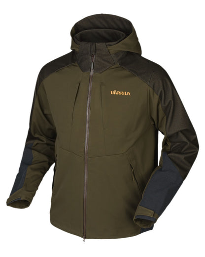Willow Green Coloured Harkila Mountain Hunter Hybrid Jacket on white background 
