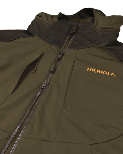 Willow Green Coloured Harkila Mountain Hunter Hybrid Jacket on white background 