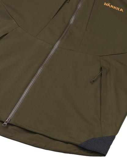 Willow Green Coloured Harkila Mountain Hunter Hybrid Jacket on white background 