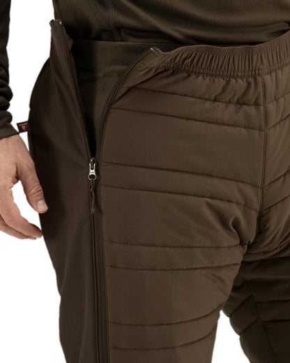 Hunting Green Shadow Brown Coloured Harkila Mountain Hunter Insulated Breeks on white background 