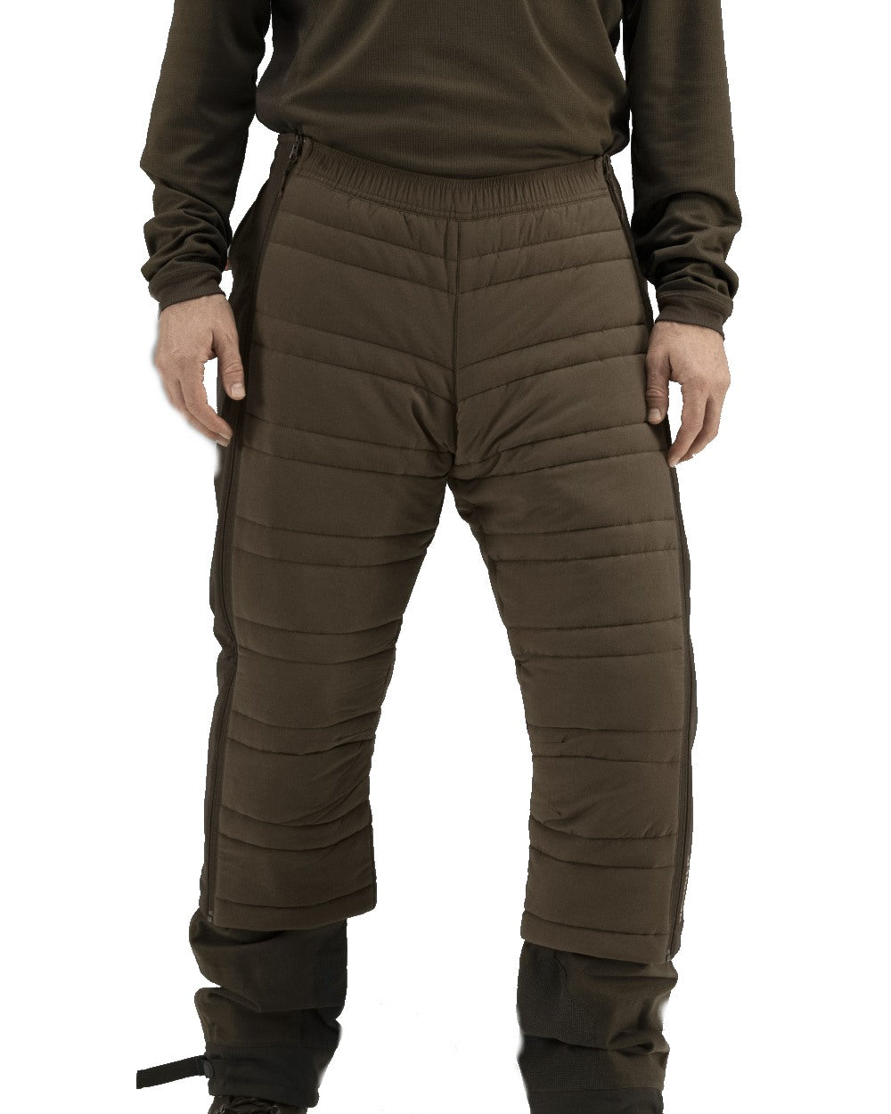 Hunting Green Shadow Brown coloured Harkila Mountain Hunter Insulated Breeks on white background 