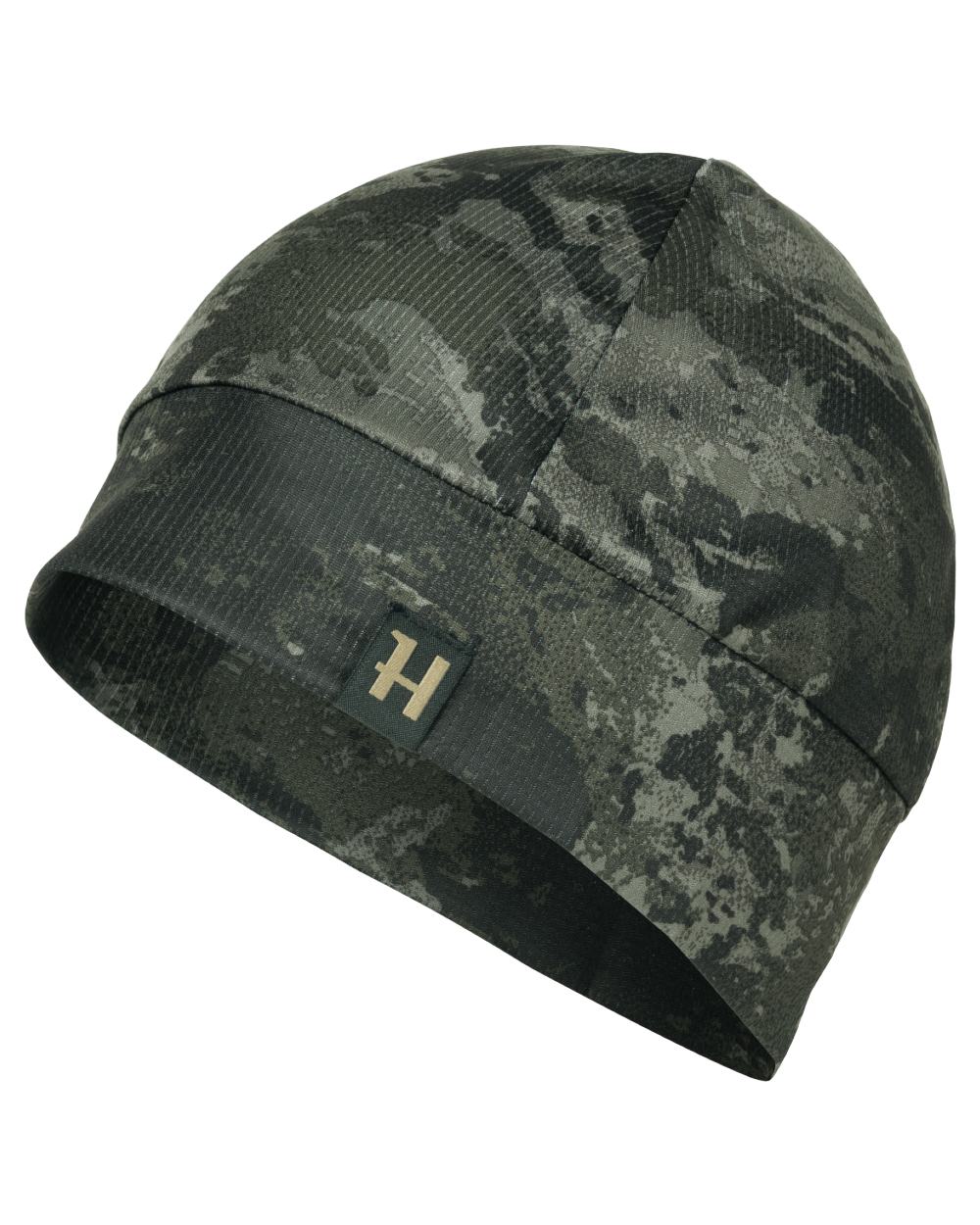 Axis MSP Black coloured Harkila NOCTYX Camo Beanie on white background 