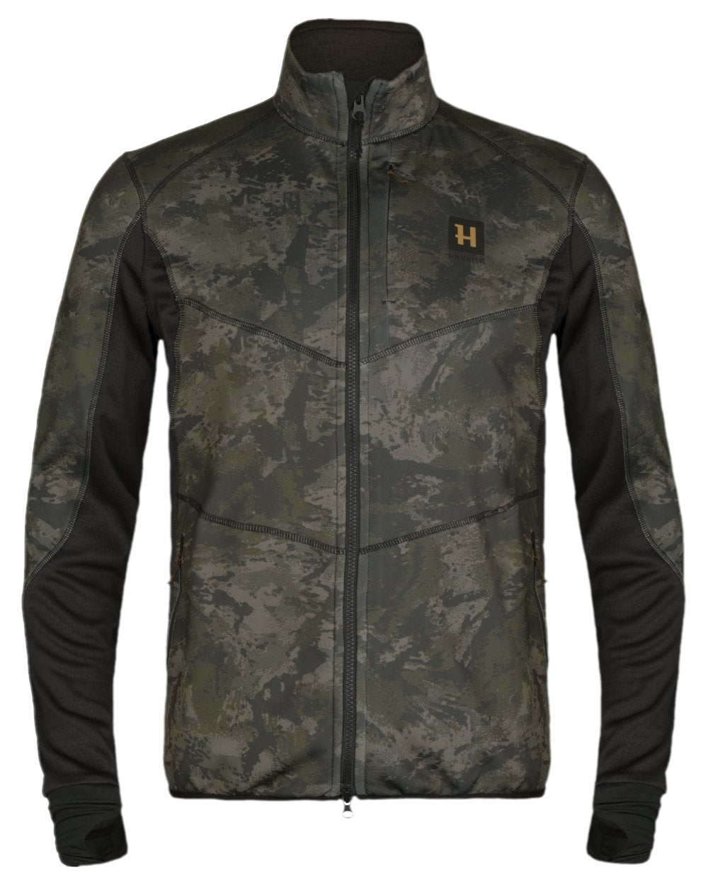 AXIS Black Black Coloured Harkila NOCTYX Camo Fleece Jacket on white background 