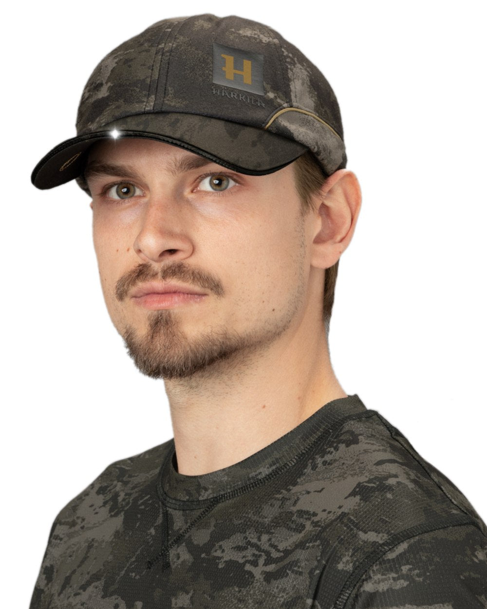AXIS Black Black Coloured Harkila NOCTYX Camo Light Cap on white background 