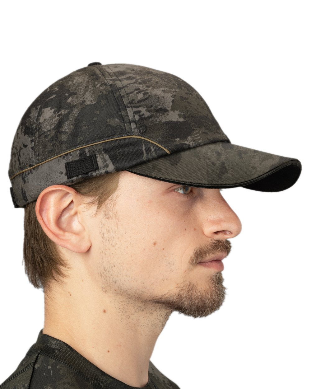 AXIS Black Black Coloured Harkila NOCTYX Camo Light Cap on white background 