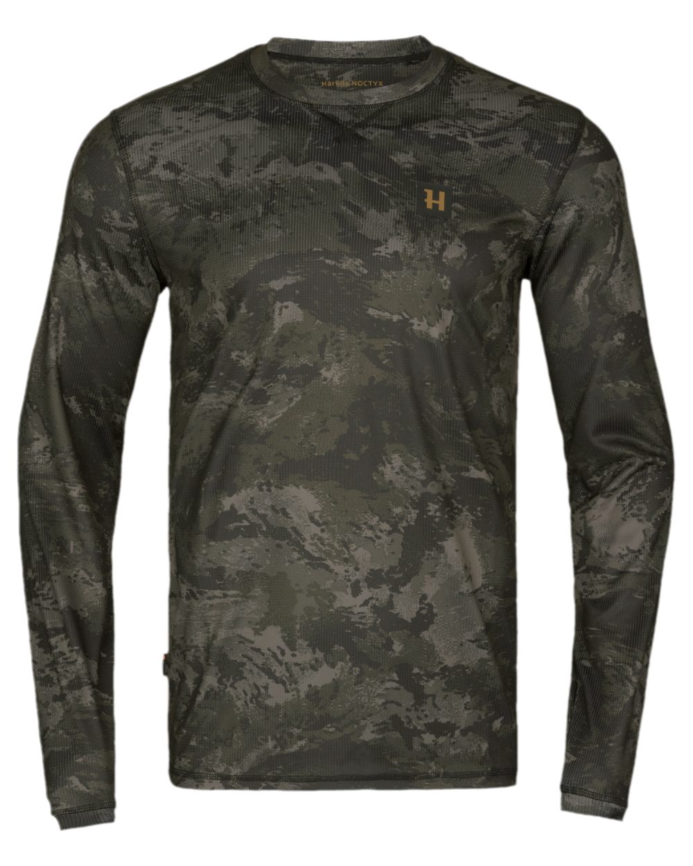 Axis Black Coloured Harkila NOCTYX Camo Long Sleeve T-Shirt on white background 