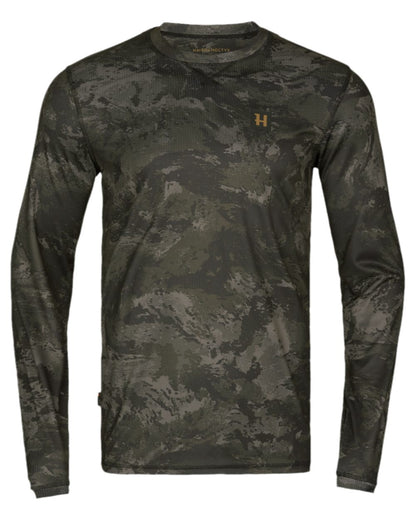 Axis Black Coloured Harkila NOCTYX Camo Long Sleeve T-Shirt on white background 