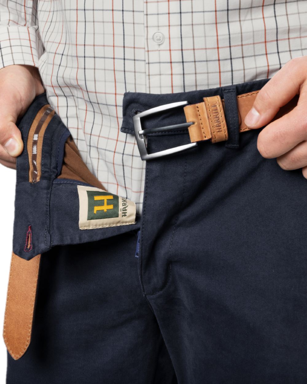 Dark Navy Coloured Harkila Norberg Chinos on white background 