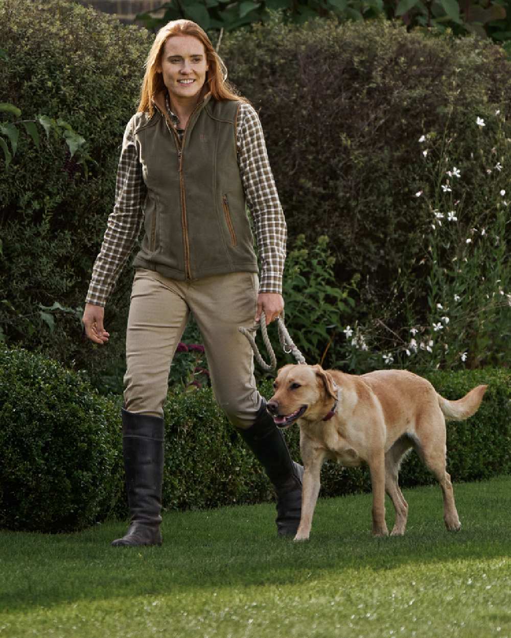 Sand Coloured Harkila Norberg Lady Chinos on outdoor background 