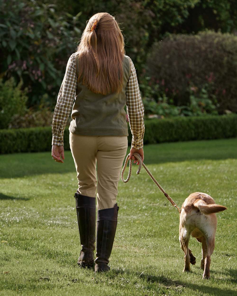 Sand Coloured Harkila Norberg Lady Chinos on outdoor background 