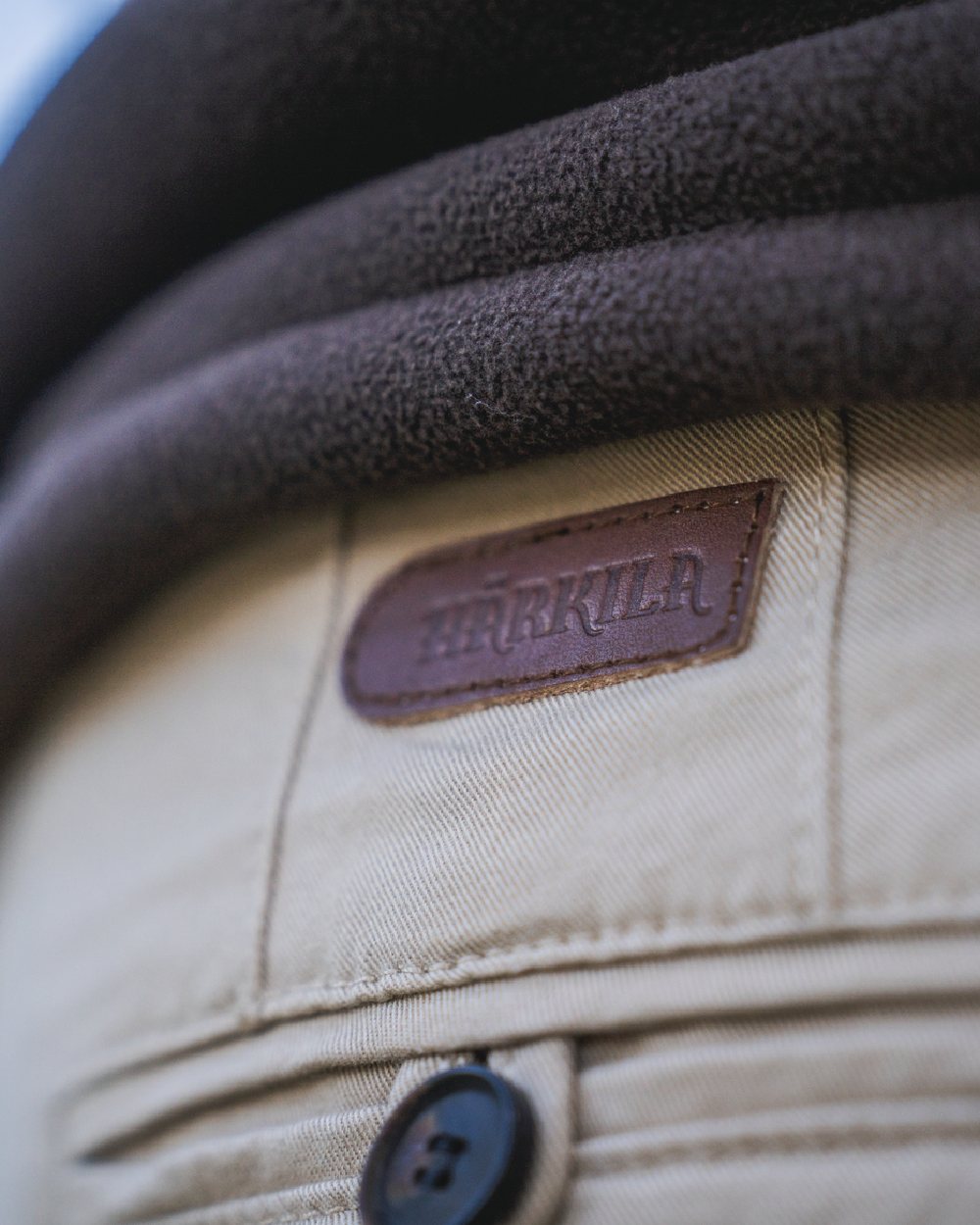 Sand Coloured Harkila Norberg Lady Chinos on outdoor background 