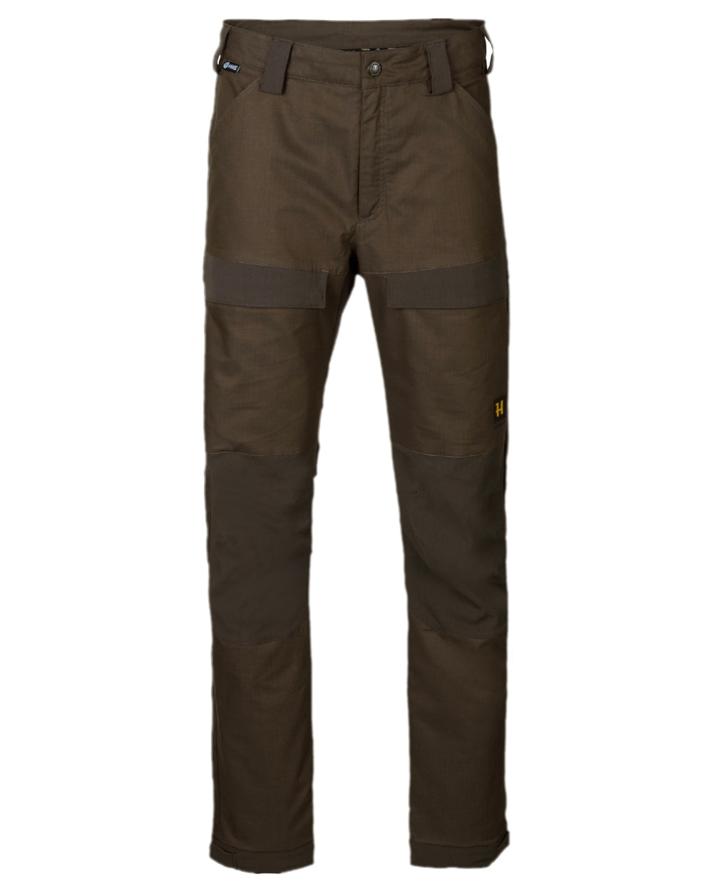 Willow Green Shadow Brown Coloured Harkila Nordic Hunter HWS Trousers on white background 