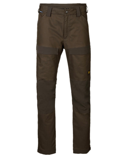 Willow Green Shadow Brown Coloured Harkila Nordic Hunter HWS Trousers on white background 