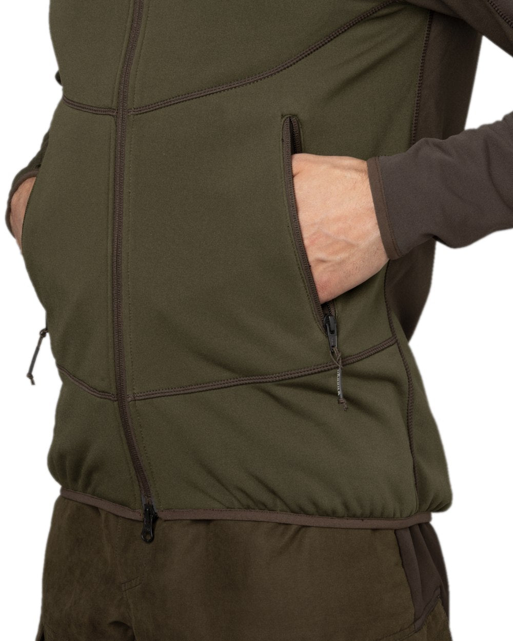 Willow Green Shadow Grey Coloured Harkila Olaf Fleece Jacket on white background
