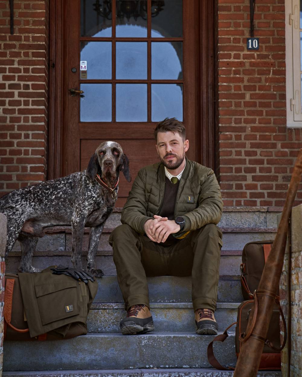 Willow Green Light Willow Green Coloured Harkila One Ultimate Trousers on outdoor background 