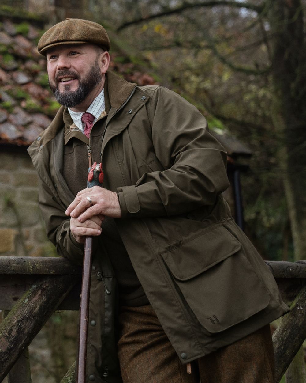Willow Green Coloured Harkila Orton Tech HWS Jacket on outdoor background 