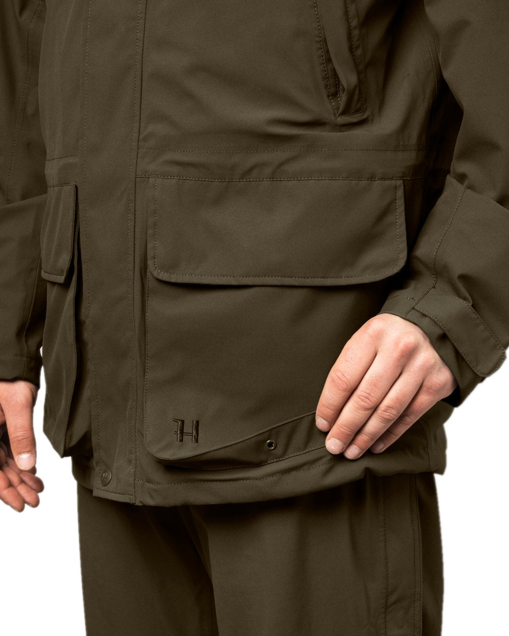 Willow Green Coloured Harkila Orton Tech HWS Jacket on white background 