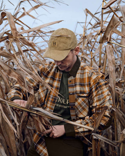 Cornstalk Check coloured Harkila Pajala Check Shirt on field background 