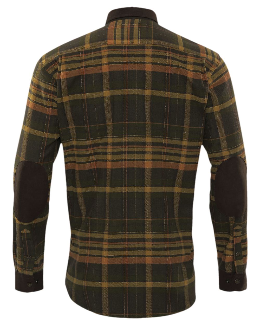 Green Brown Coloured Harkila Pajala Check Shirt on white background 