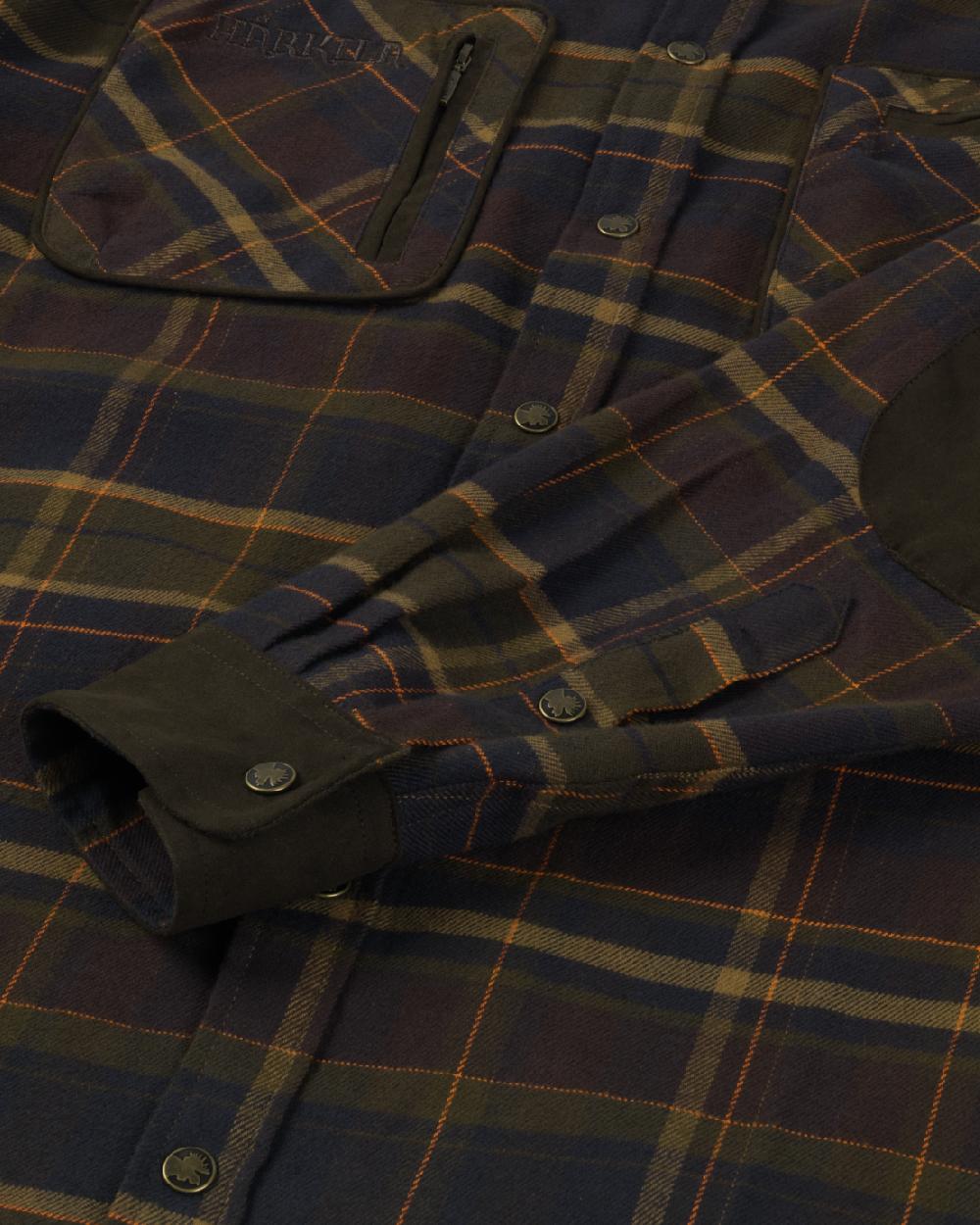 Mellow Brown Check Coloured Harkila Pajala Check Shirt on white background 