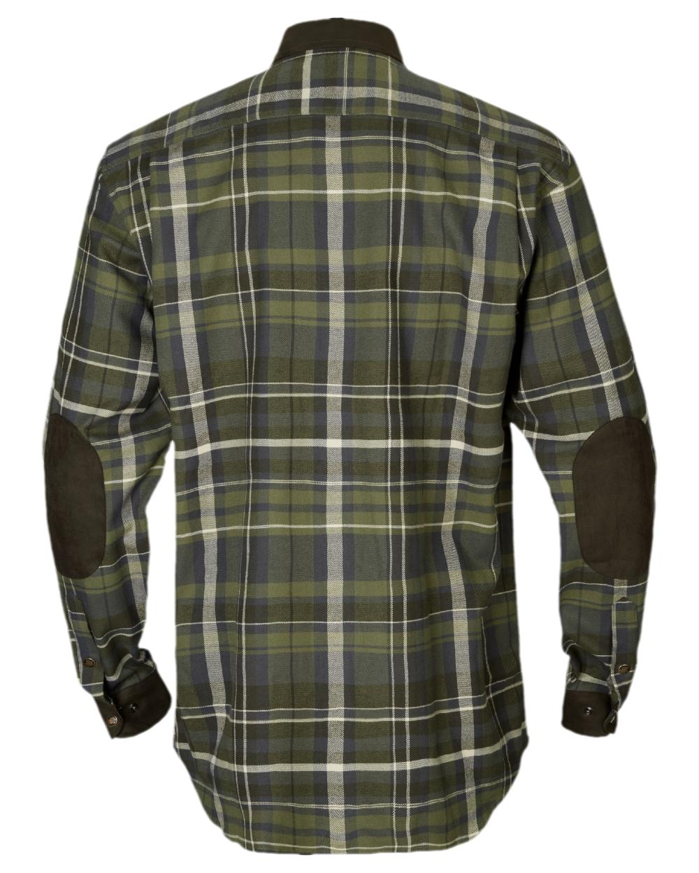 Olive Check Coloured Harkila Pajala Check Shirt on white background 