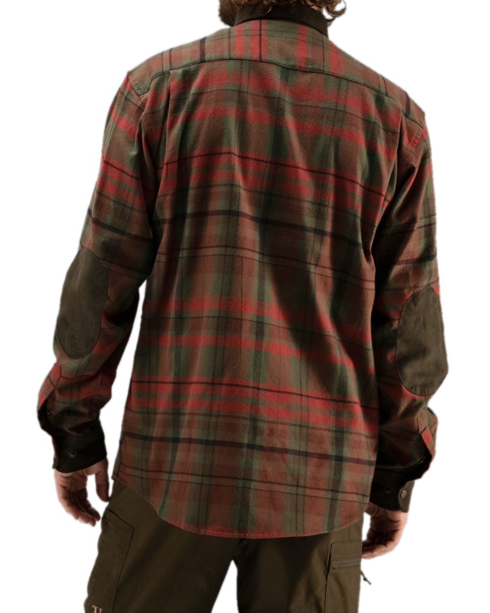 Red Autumn Check Coloured Harkila Pajala Check Shirt on white background 