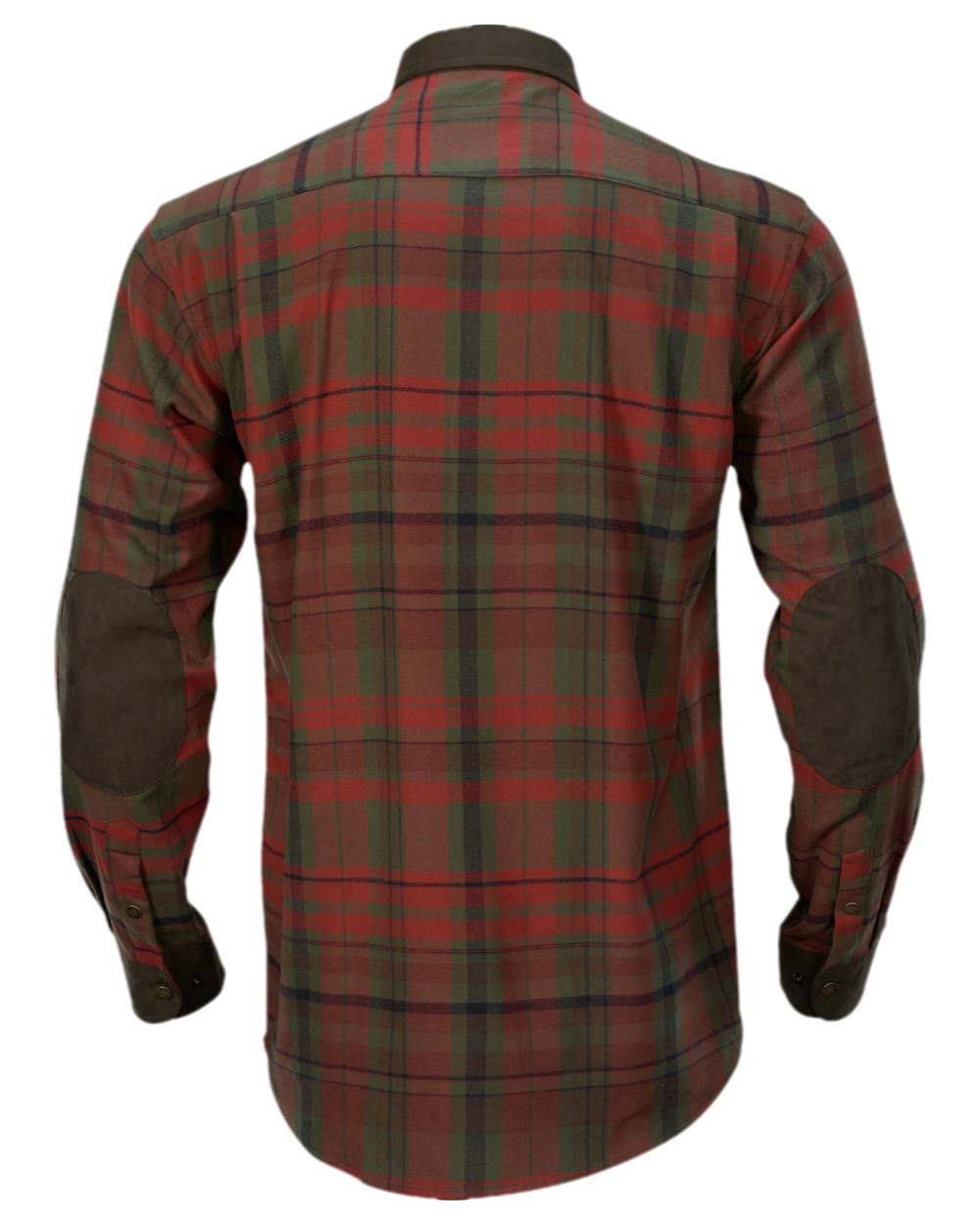 Red Autumn Check Coloured Harkila Pajala Check Shirt on white background 