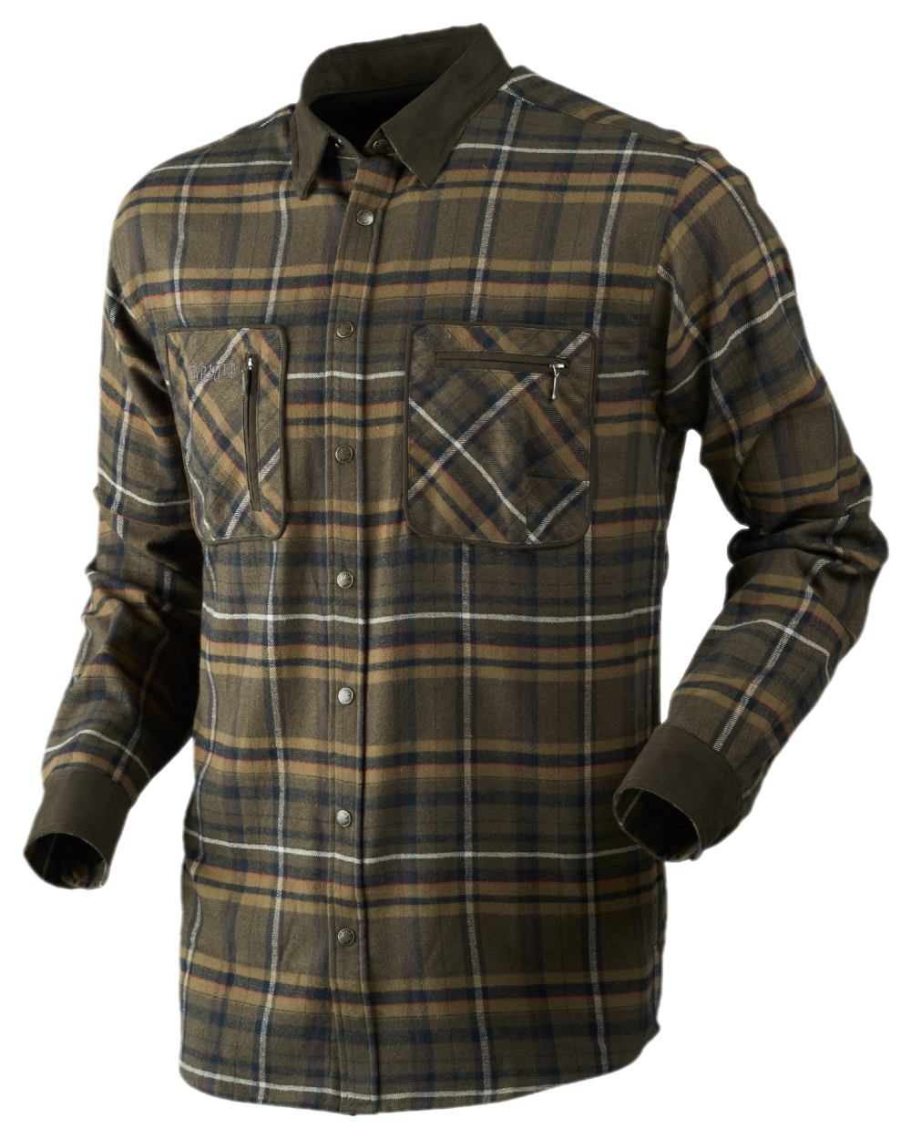 Willow Green Coloured Harkila Pajala Check Shirt on white background 