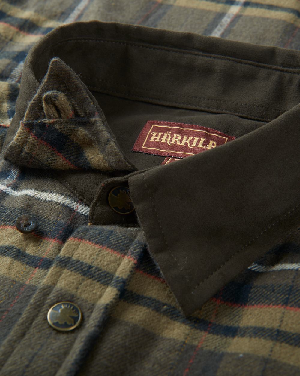 Willow Green Coloured Harkila Pajala Check Shirt on white background 