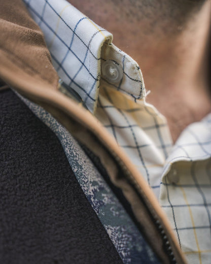 Grape Leaf Coloured Harkila Portfield Long Sleeve Shirt on blurry background 