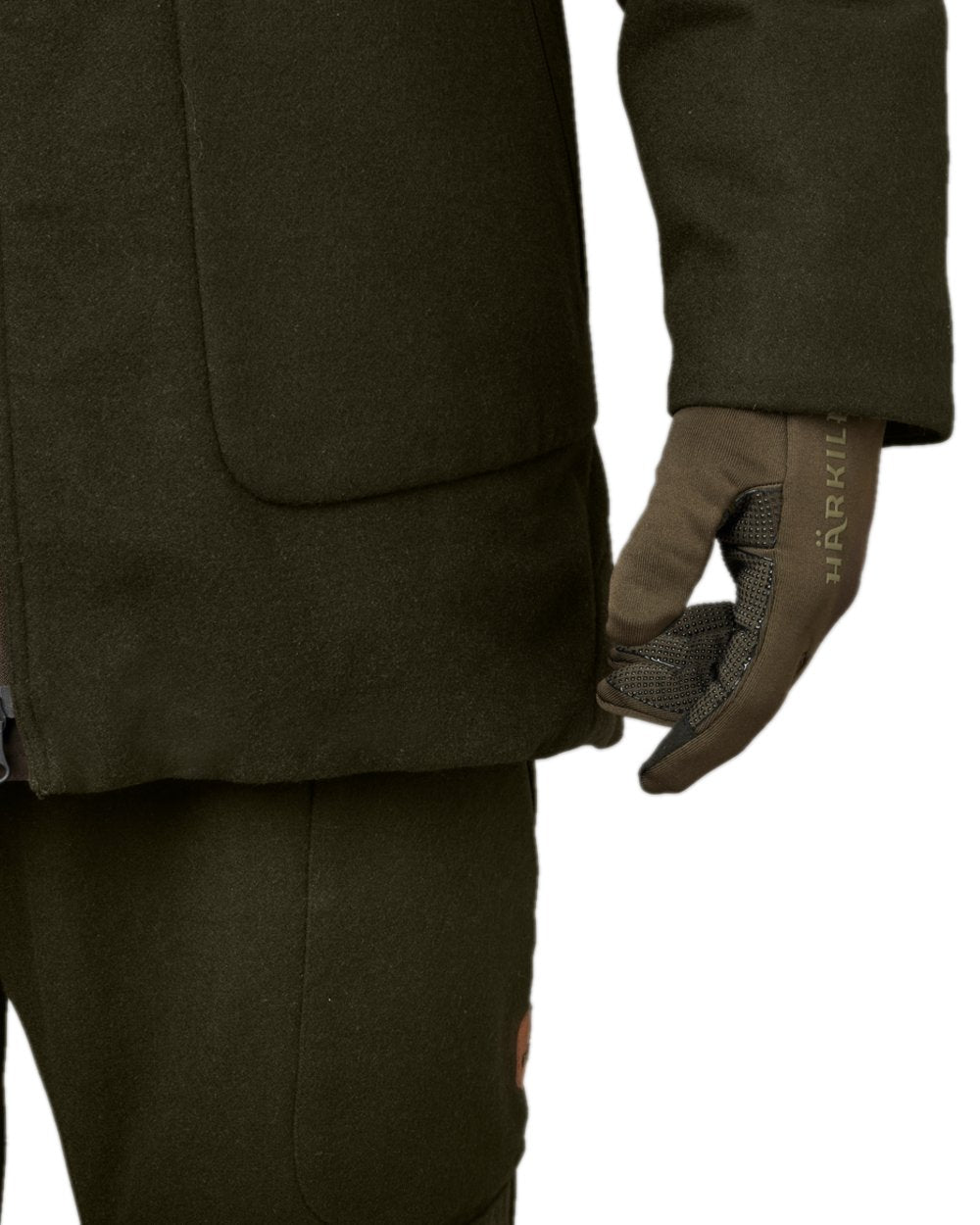 Shadow Brown Coloured Harkila Power Stretch Gloves on white background 