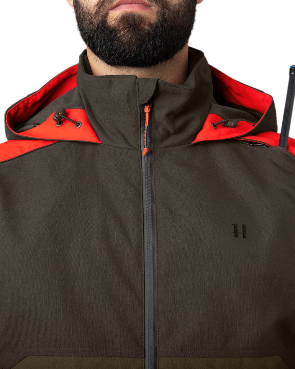 Willow Green Orange Coloured Harkila Pro Hunter Dog Keeper GTX Jacket on white background 